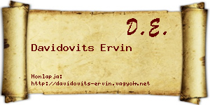 Davidovits Ervin névjegykártya